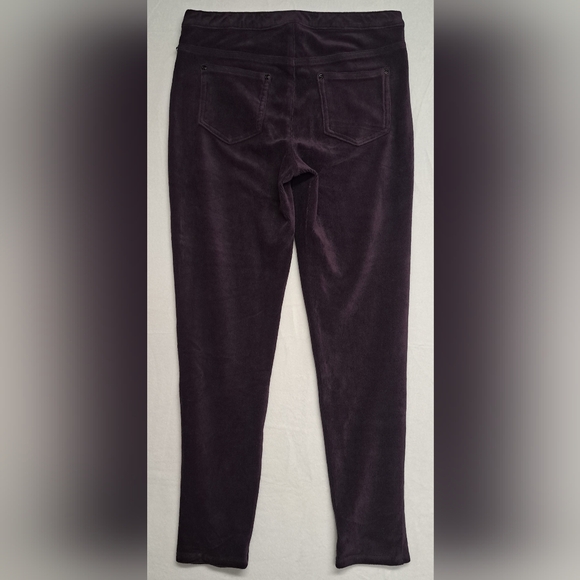 Dash M Stretch Corduroy Pull On Pants Elastic Waist Straight Slim Purple - Picture 2 of 4